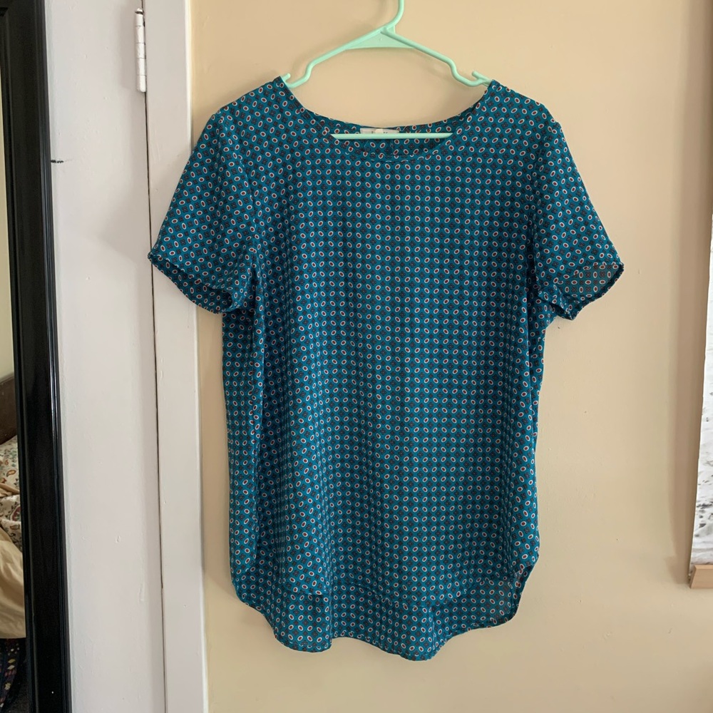 Blue patterned tunic top